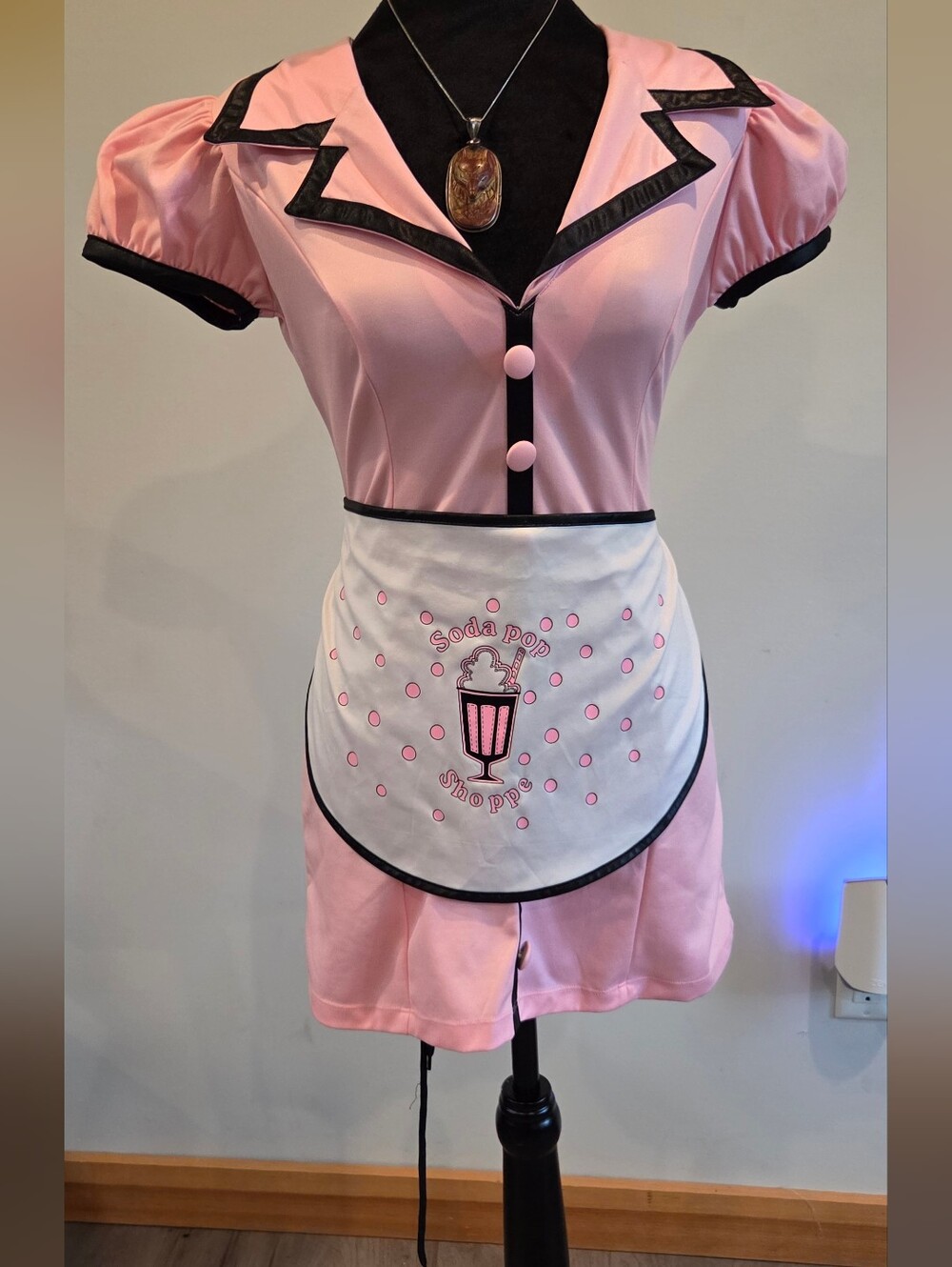 Leg Avenue Pink and Black Retro Soda Pop Server Skirt Set